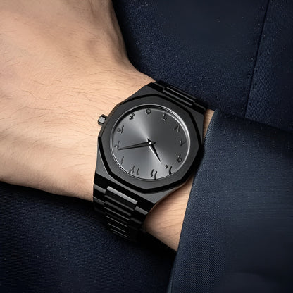 New Metel Black Aura Watch – Stylish Analog Watch for Men & Boys