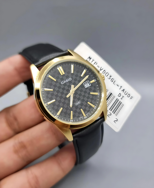 Yellow Gold Leather Strap Watch (Casio Original)