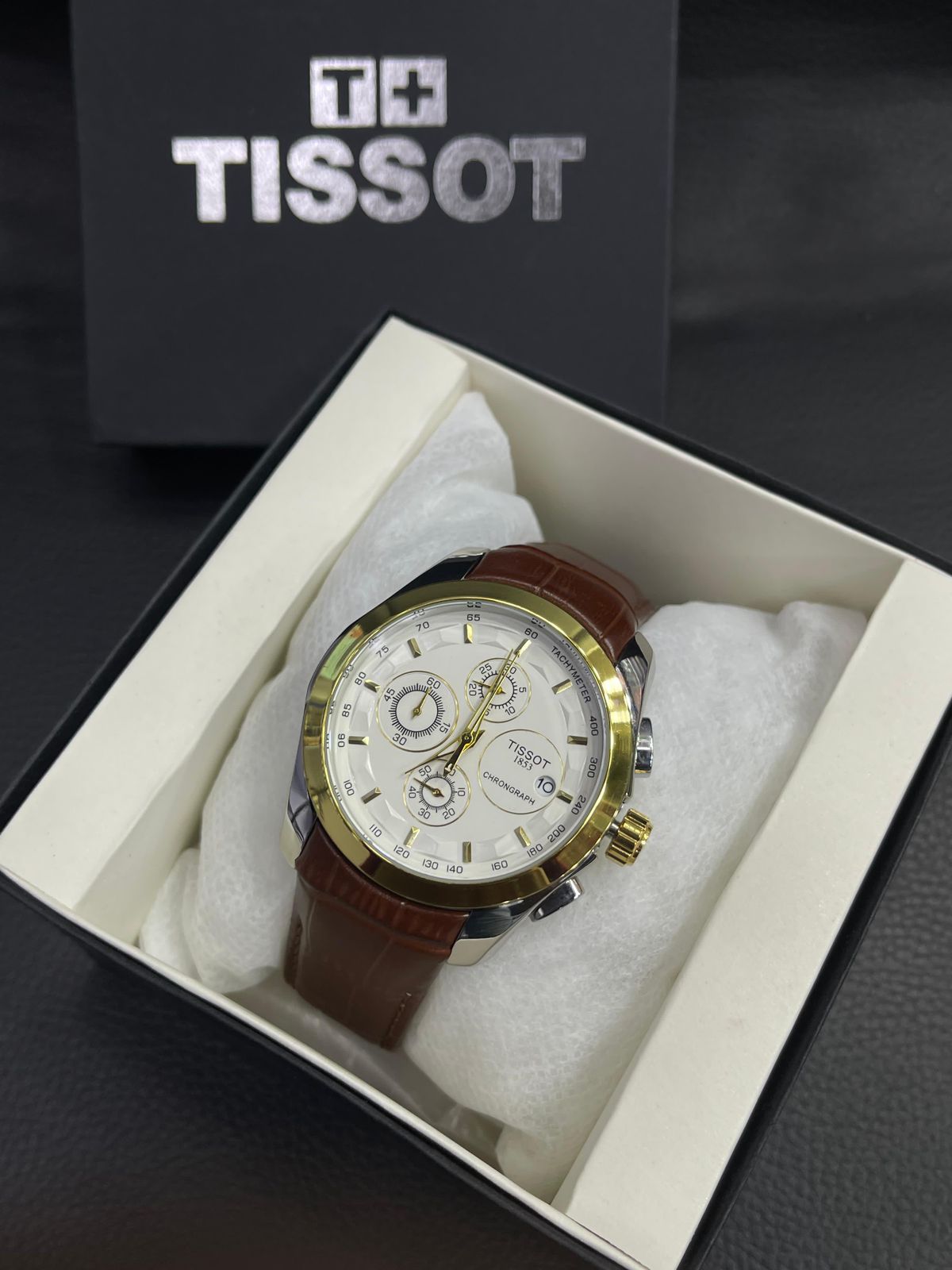 Inspired Men’s Watch Chronograph, Leather Strap, Multiple Colors (Tissot)