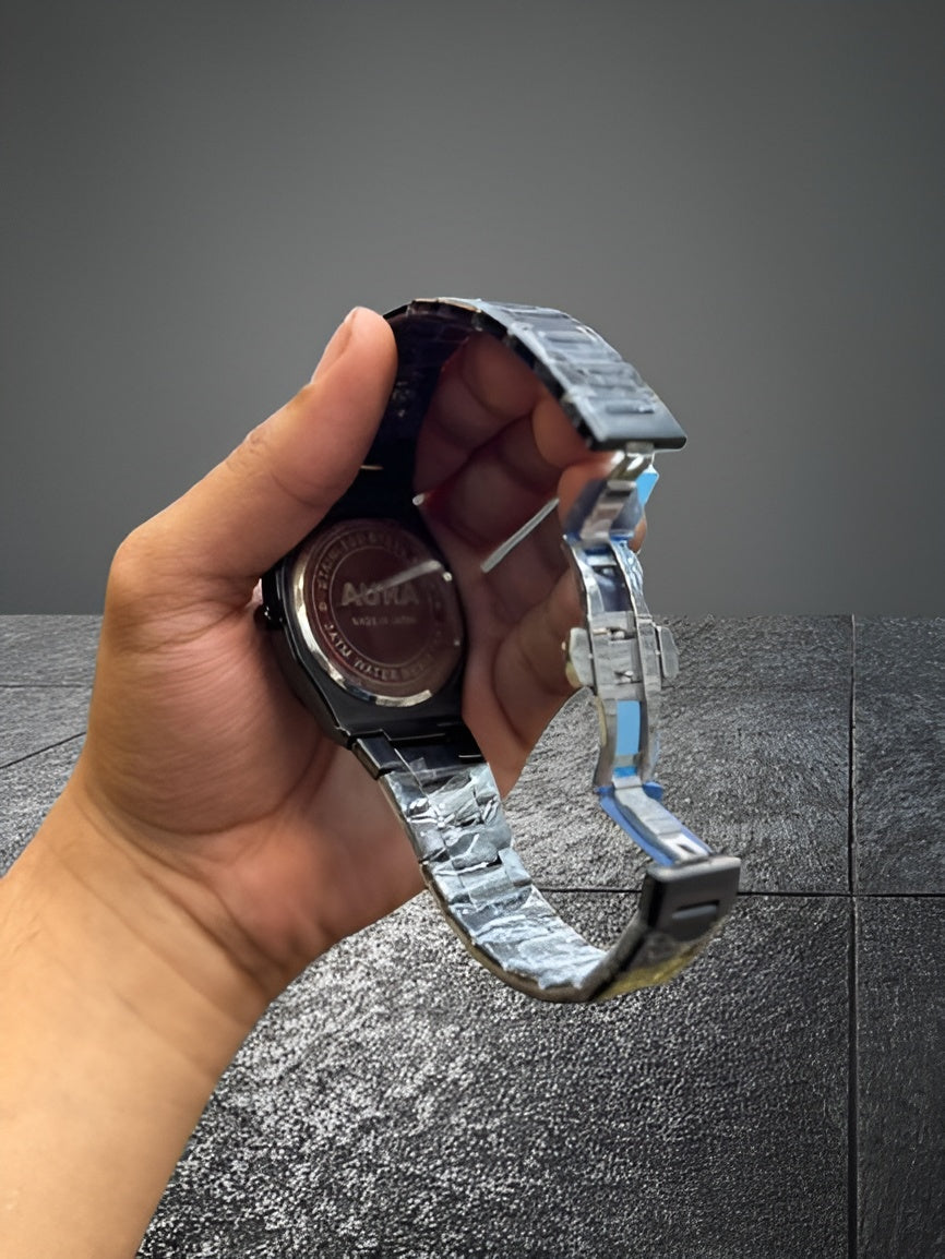 New Metel Black Aura Watch – Stylish Analog Watch for Men & Boys
