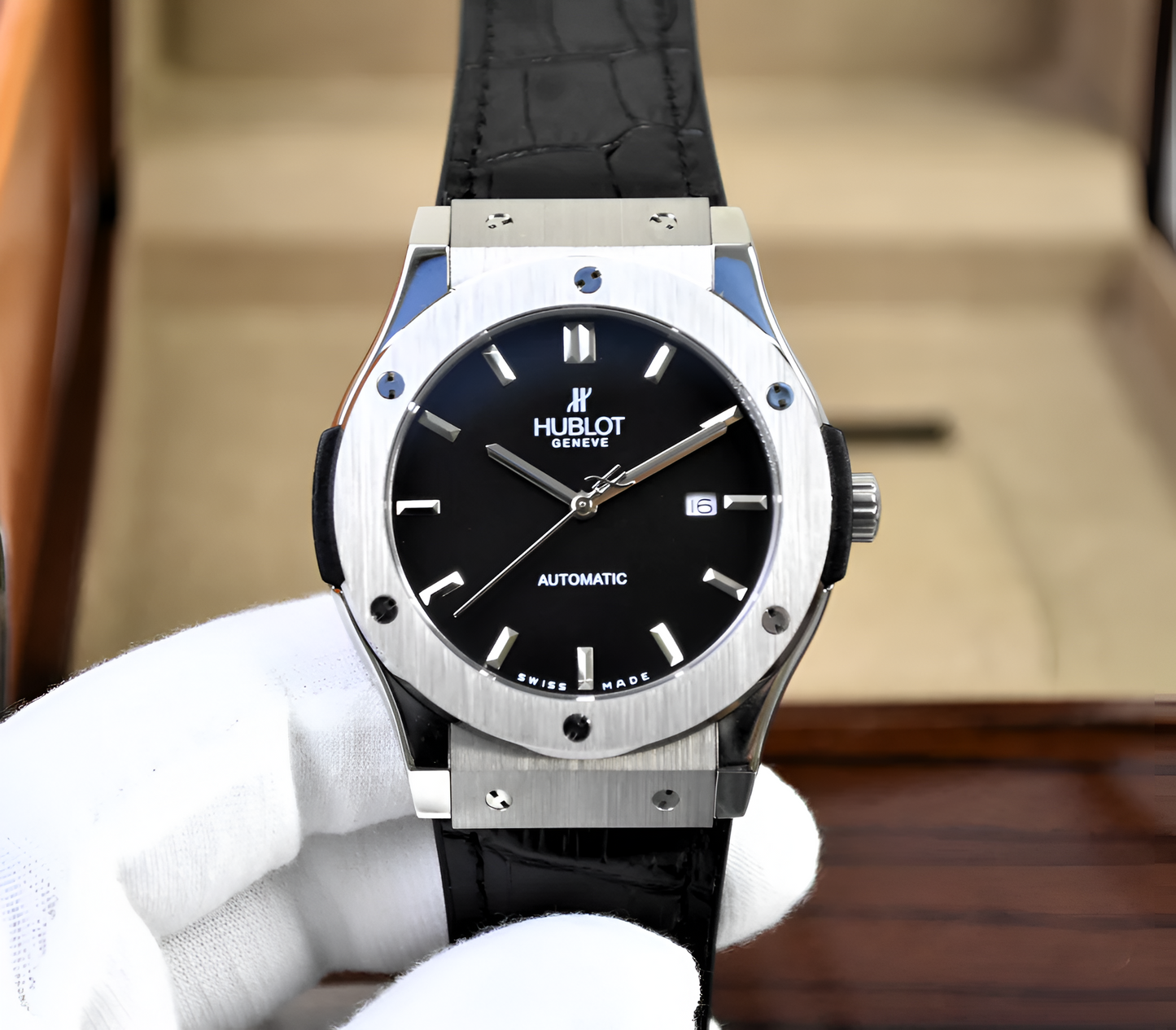 Elegant Branded Watch (Leather Strap)