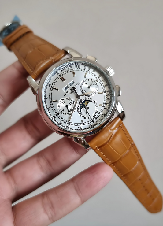 Luxury Branded Watch Brown Strap (patek philippe)